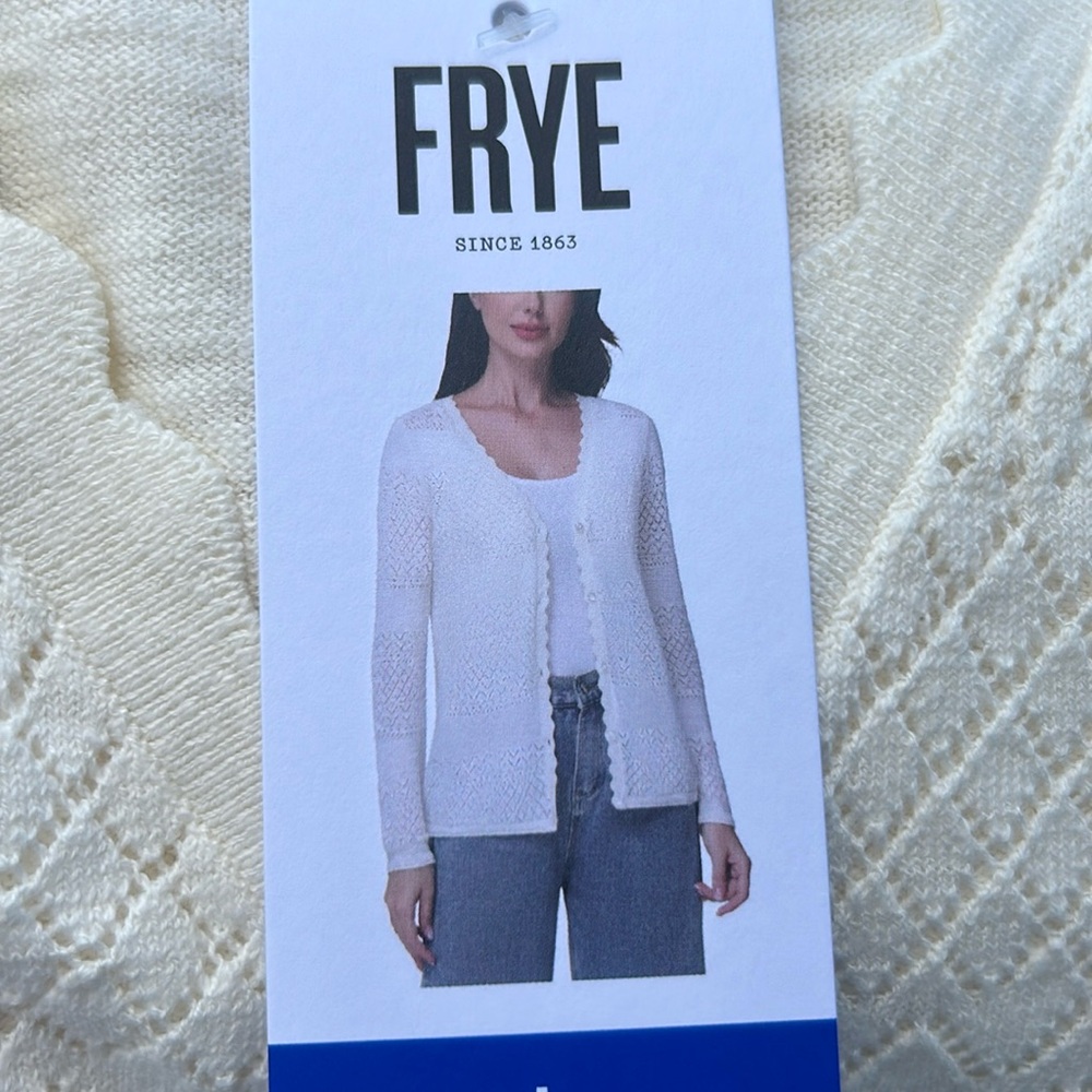 Frye Knit Cardigan 100% Cotton Ivory size M, L , XL NWT - Picture 2 of 9